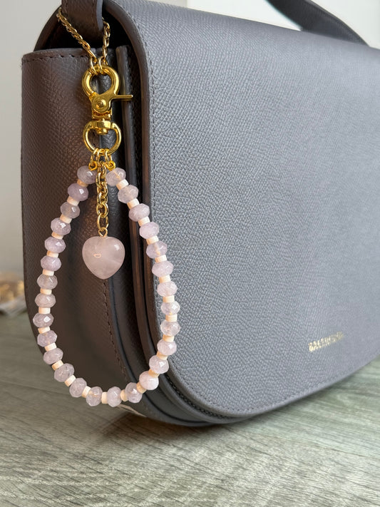 Lilac Bag Charm with Quartz Heart