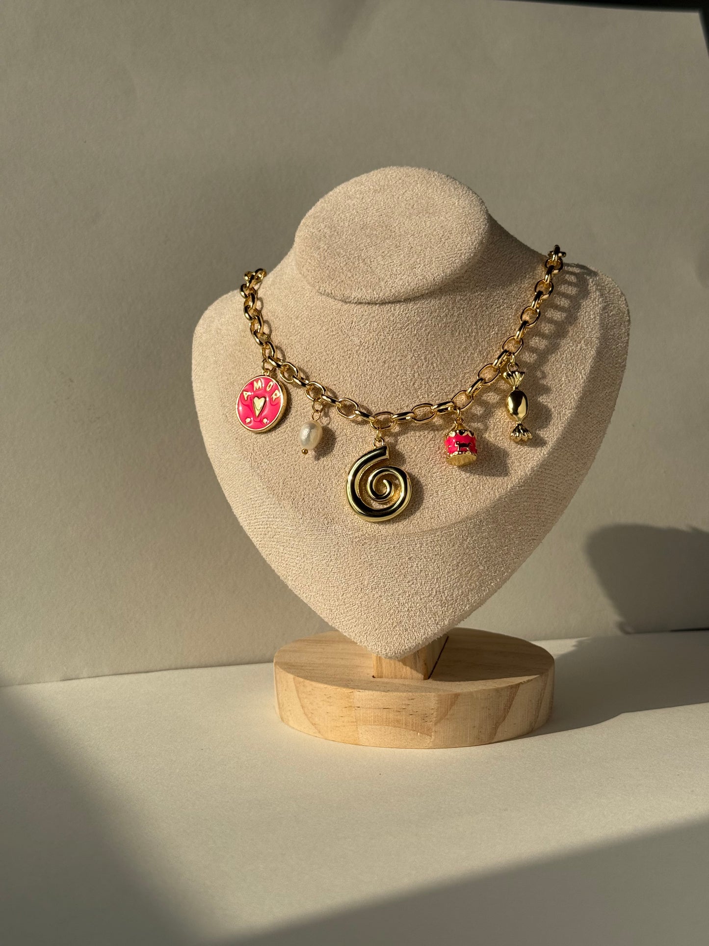 Pink Vortex Pre-made Charm Necklace