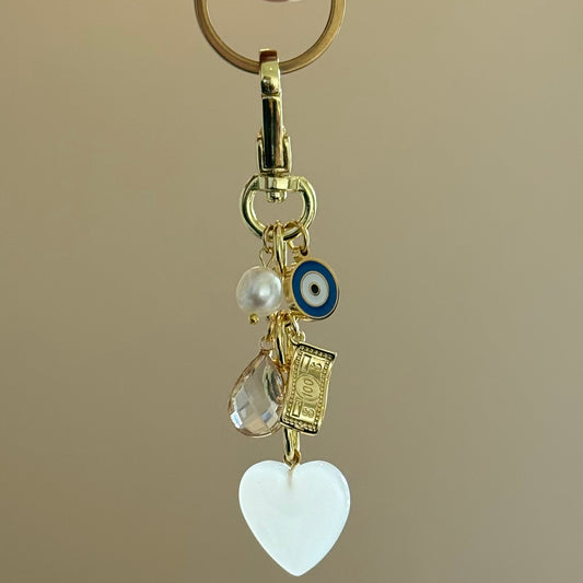 Love and Prosperity Bag Charm with Key Ring