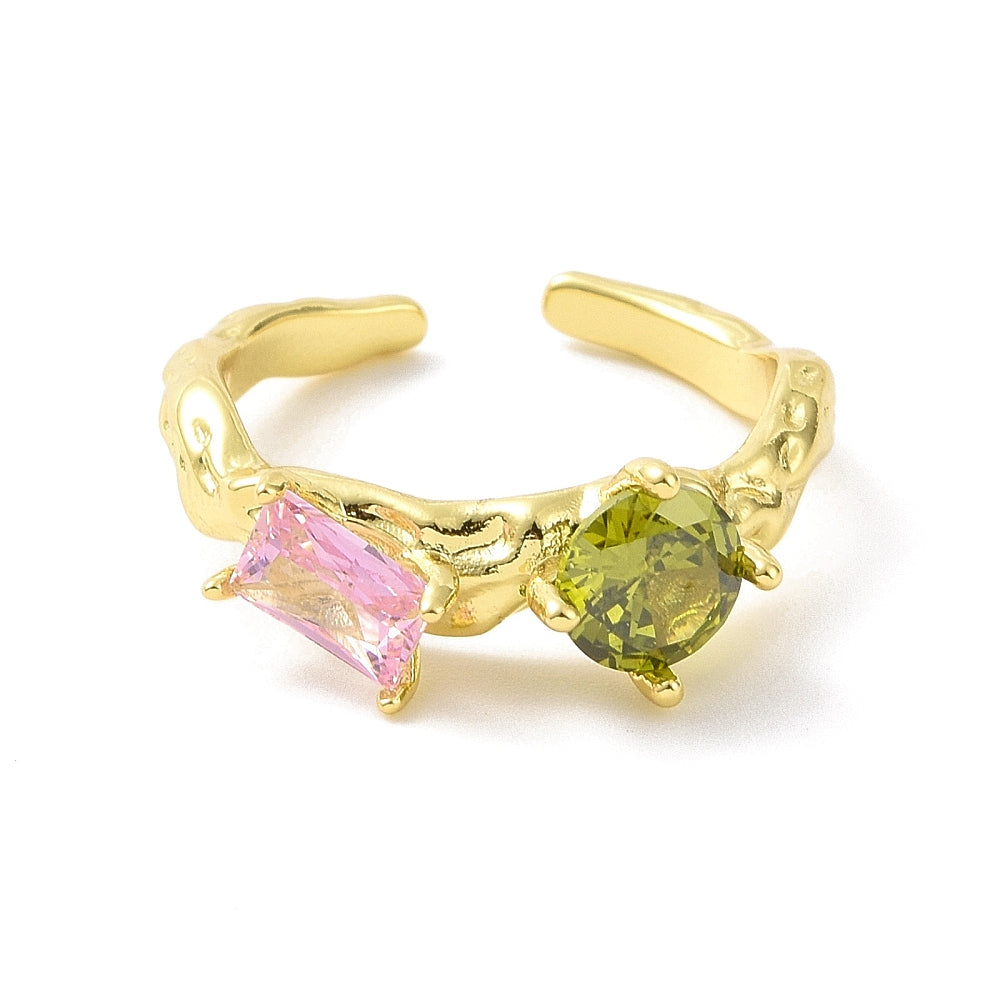 Pink and Green Stone Ring