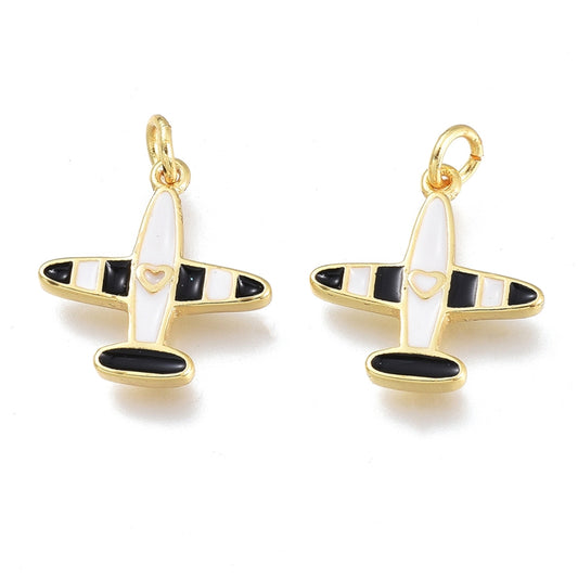 Black and White Airplane Charm