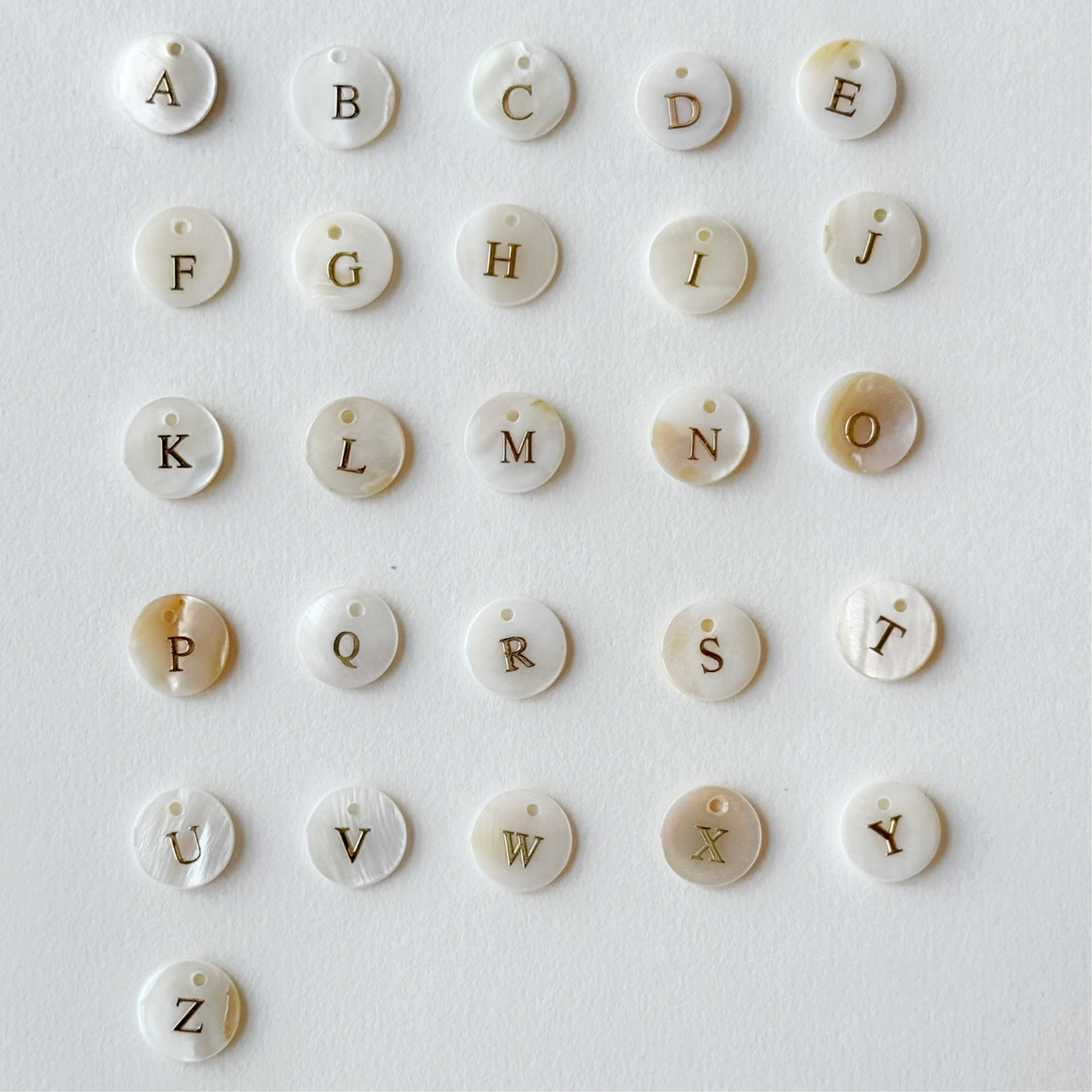 Mother of Pearls Letter Charm