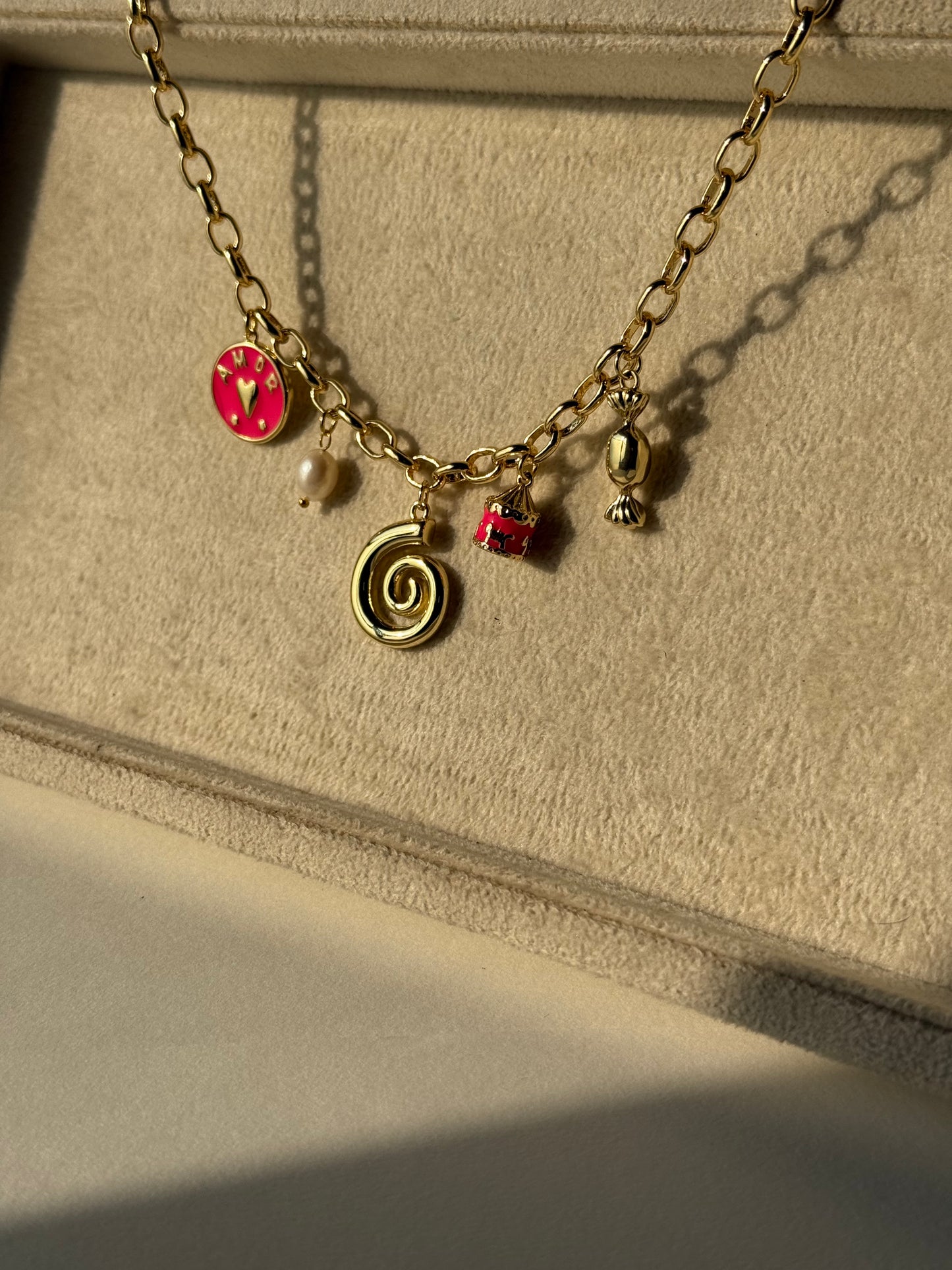 Pink Vortex Pre-made Charm Necklace