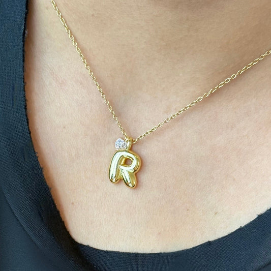 Lavender Heart and Bubble Initial Necklace