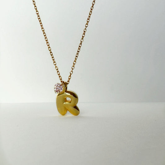 Lavender Heart and Bubble Initial Necklace