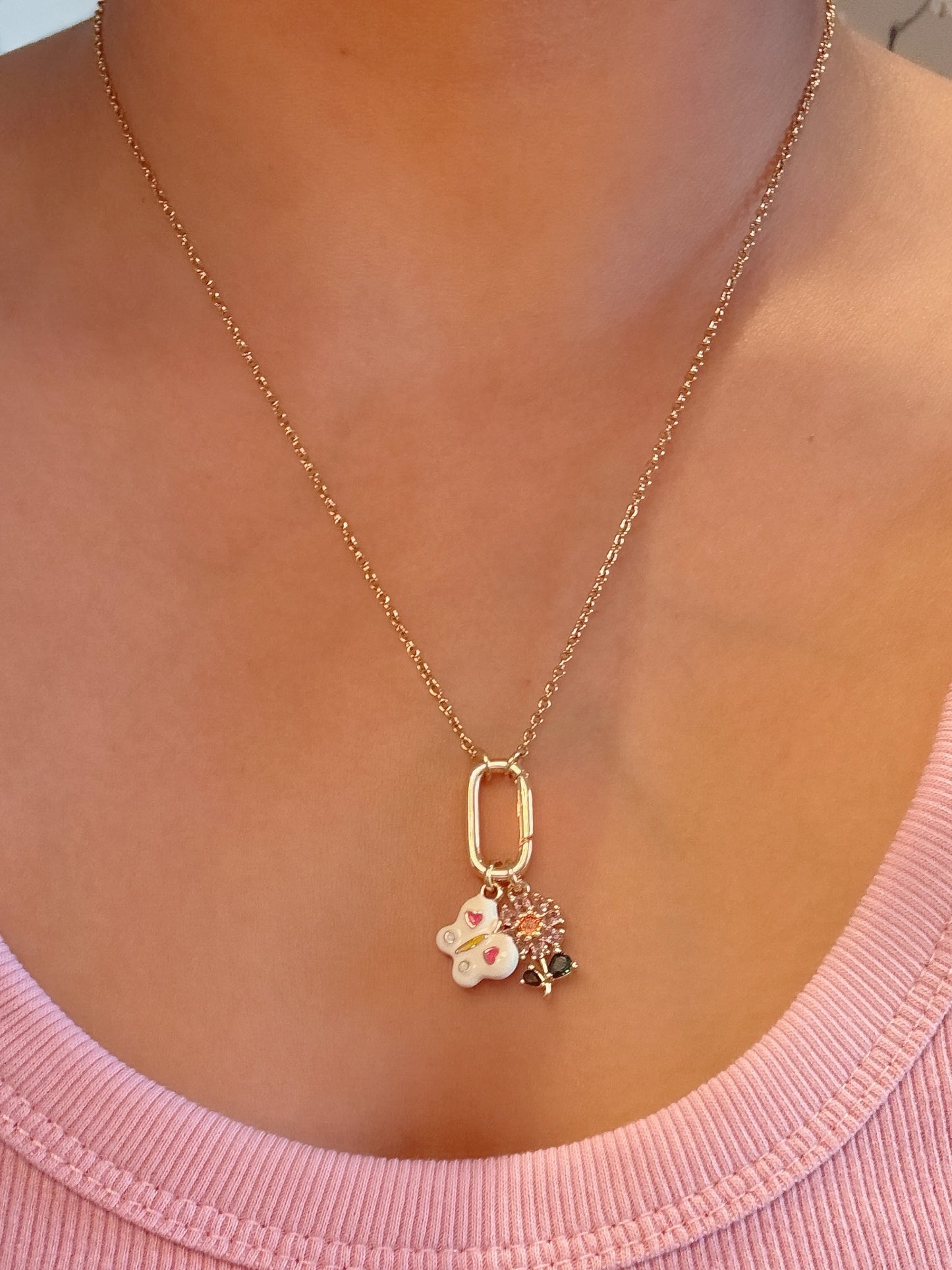 Rectangle Charm Clasp Necklace