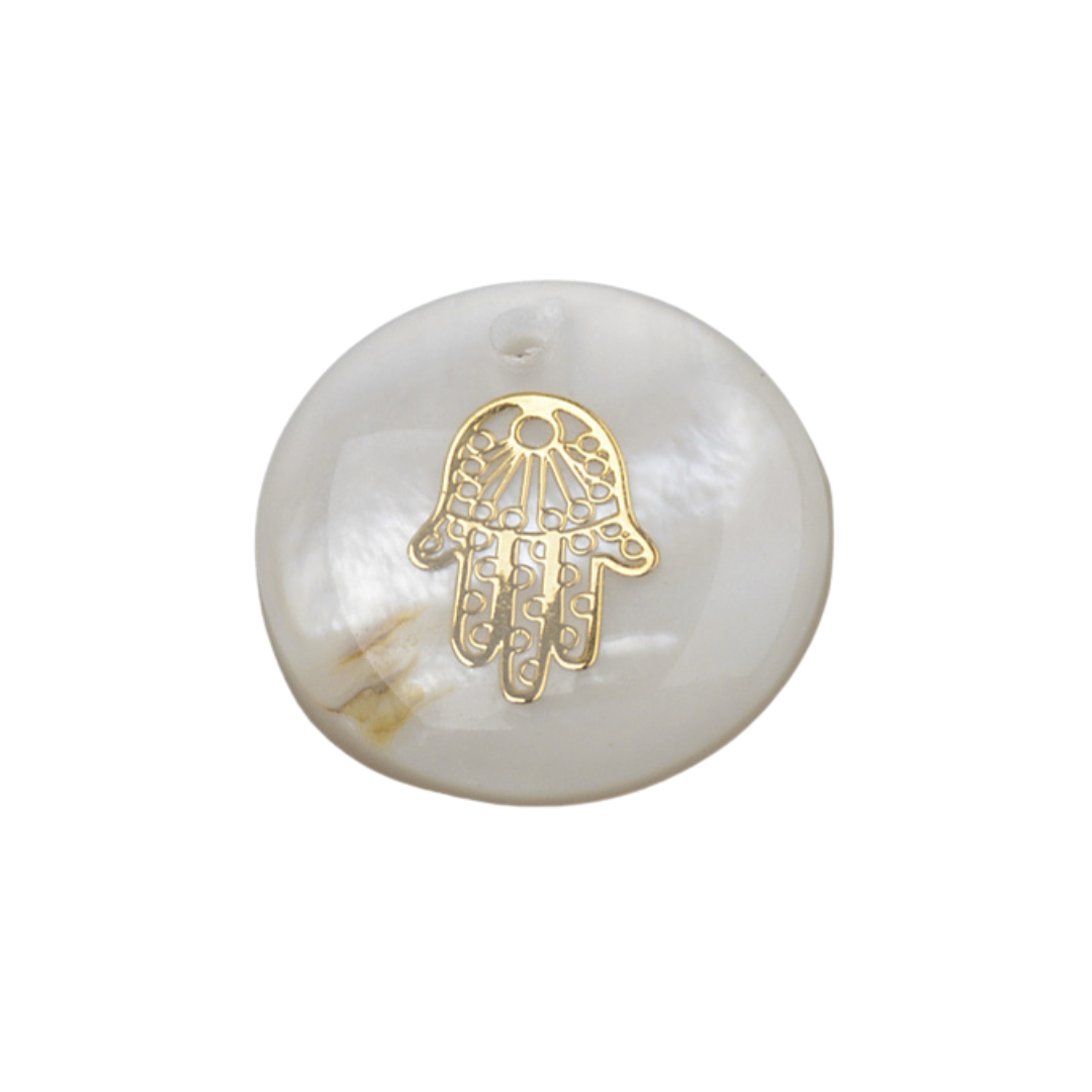 Hamsa Hand Pearl Coin Charm