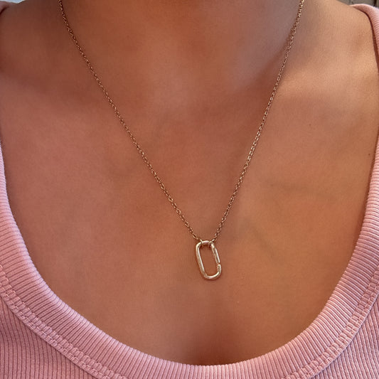 Rectangle Charm Clasp Necklace