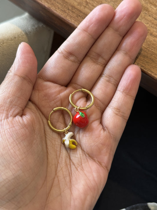 Apple and Banana Earrings