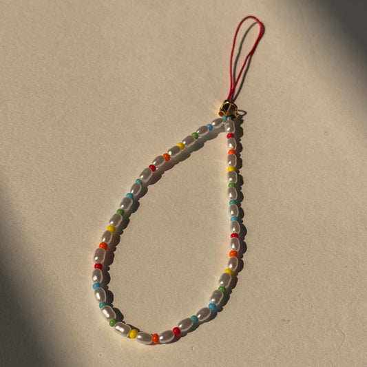Rainbow Pearl Phone Charm