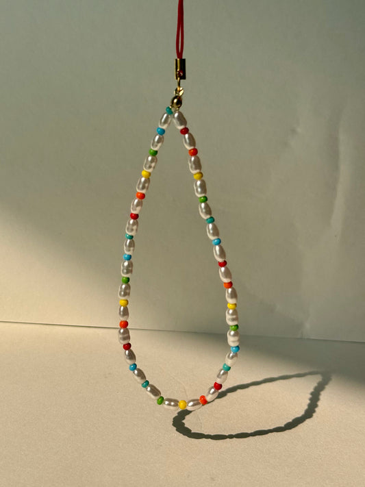 Rainbow Pearl Phone Charm
