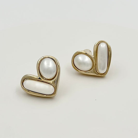 Pearl Heart Studs
