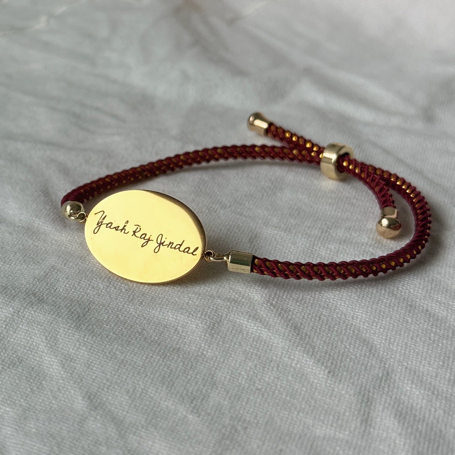 Personalized Name Engraved Rakhi Bracelet (Gold)