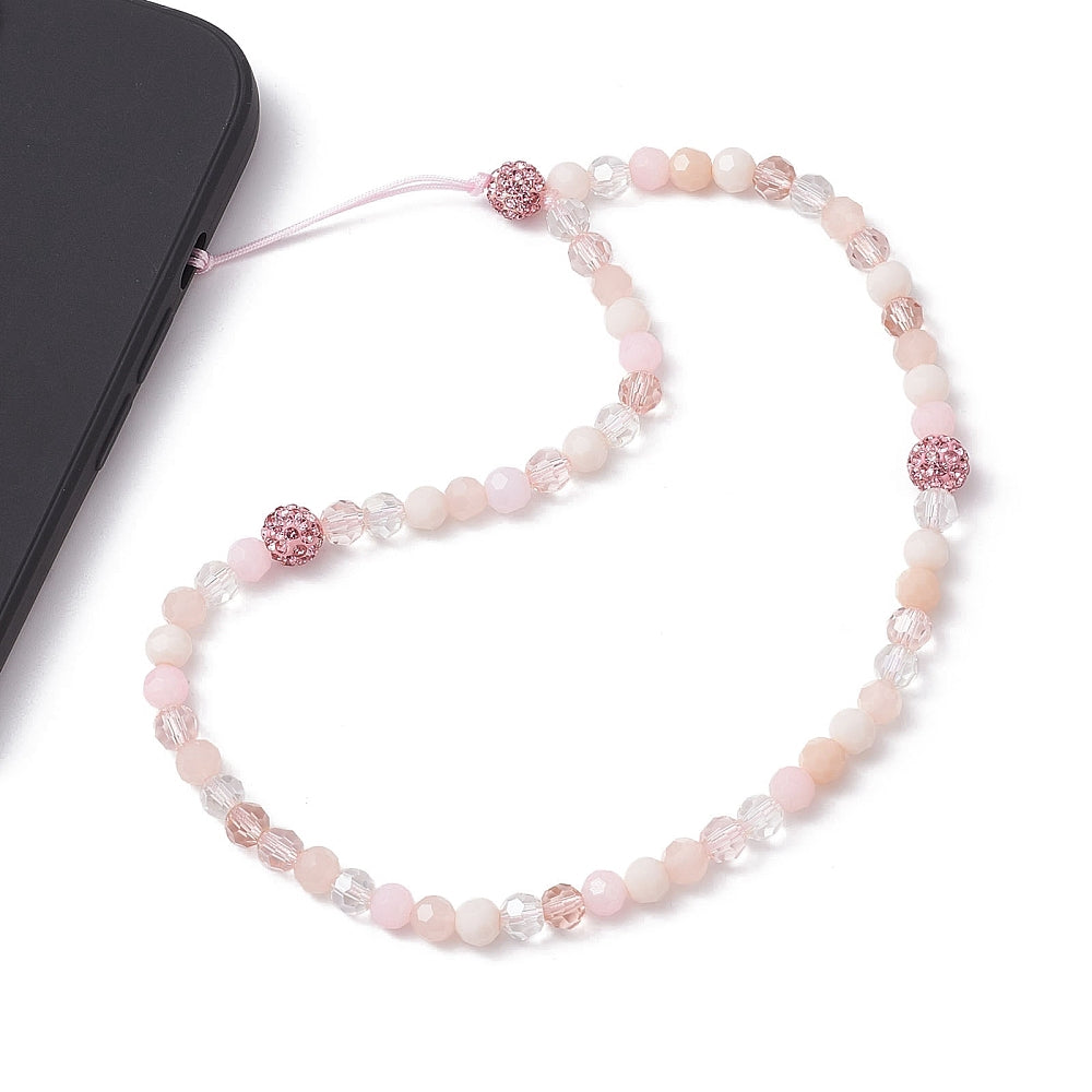 Pink Rhinestone and Bead Phone Charm