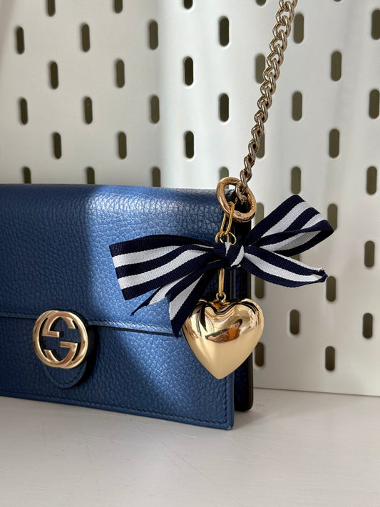Navy Bow Bag Charm