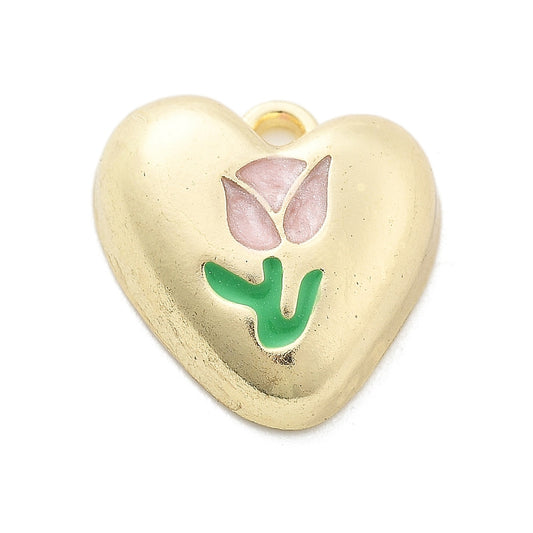 Tulip in a Heart Charm