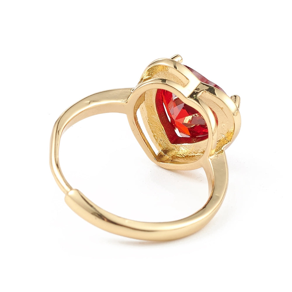 Enamel Rhinestone Heart Ring