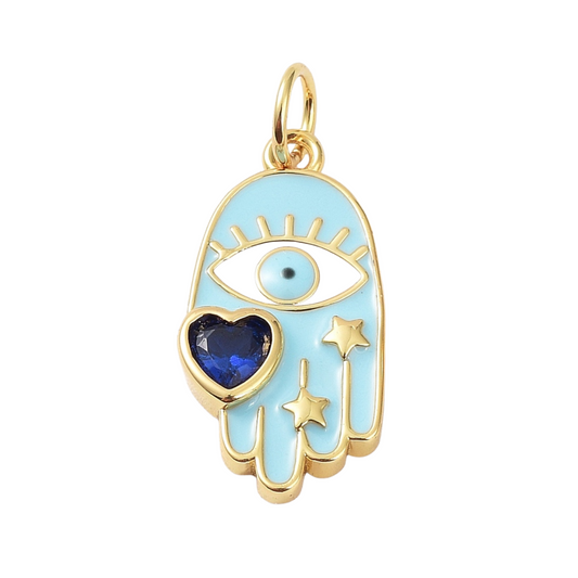 Hamsa Hand with Heart Charm