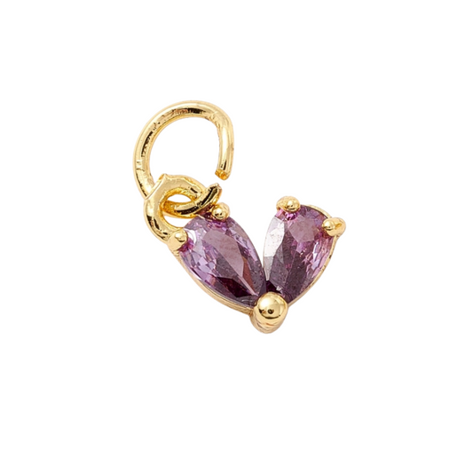 Purple Rhinestone Heart Charm Tiny