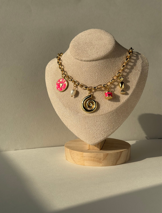 Pink Vortex Pre-made Charm Necklace