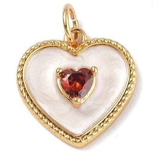 Enamel and Rhinestone Heart Charm
