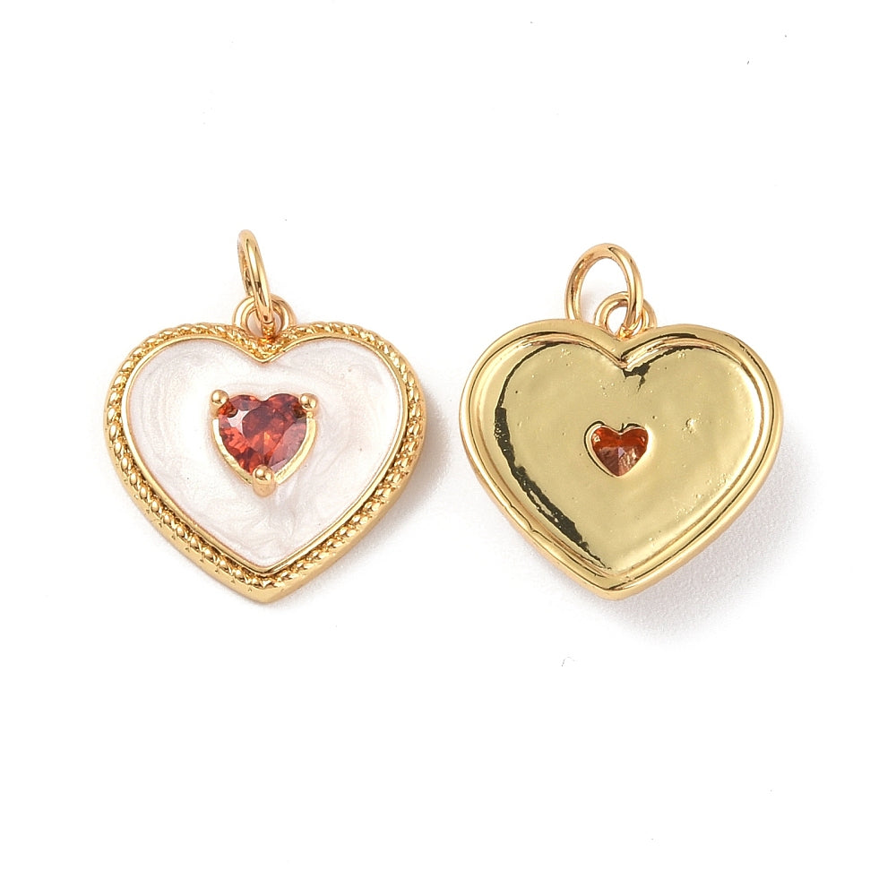 Enamel and Rhinestone Heart Charm