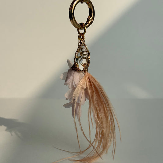 Feather and Flower Bag Charm