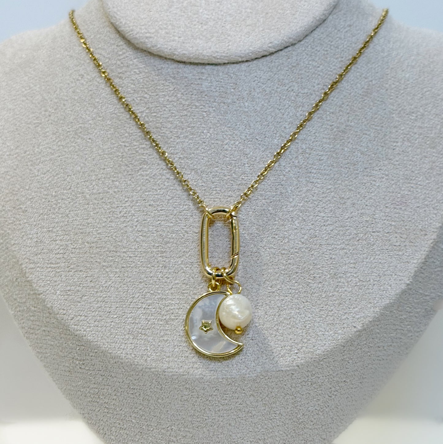 Rectangle Charm Clasp Necklace