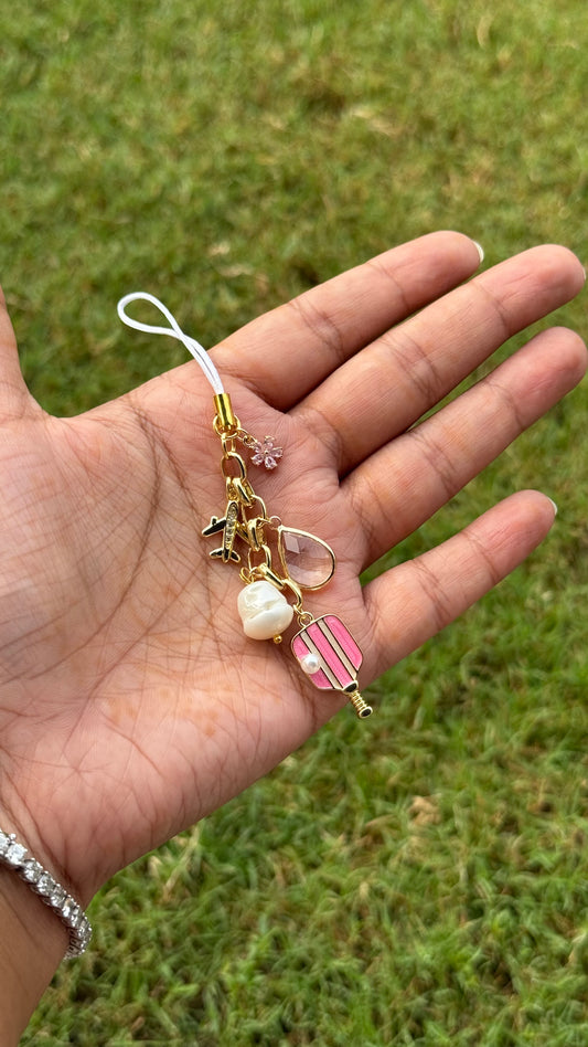 Pink Pickleball Phone Charm