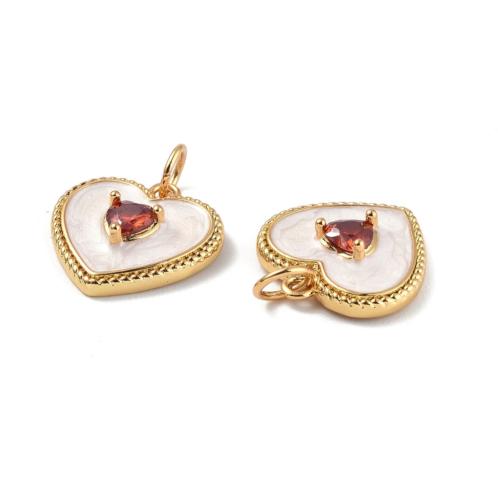 Enamel and Rhinestone Heart Charm