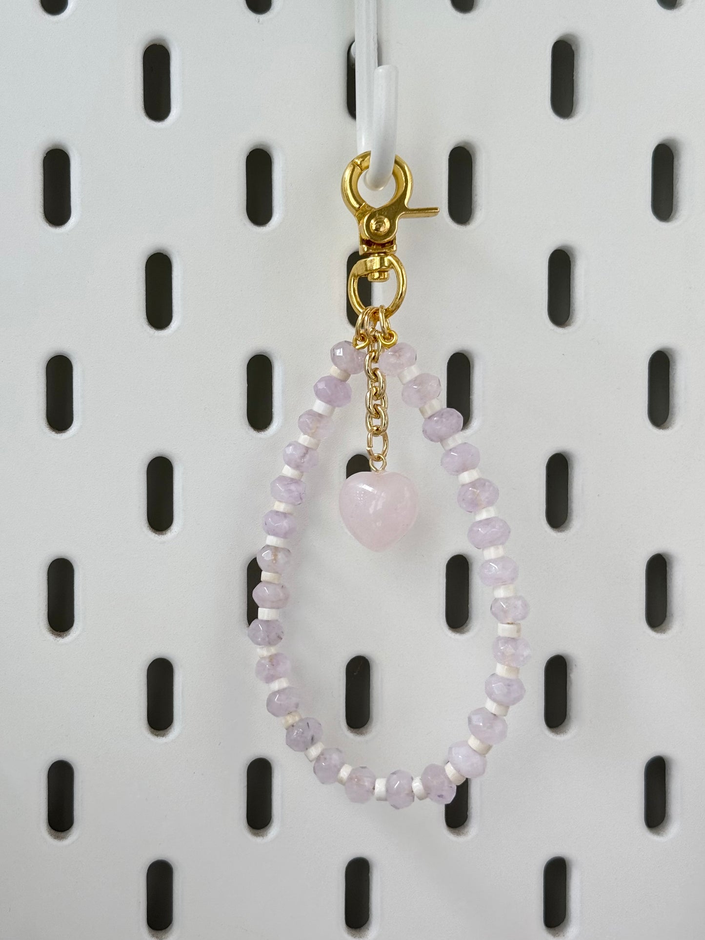 Lilac Bag Charm with Quartz Heart
