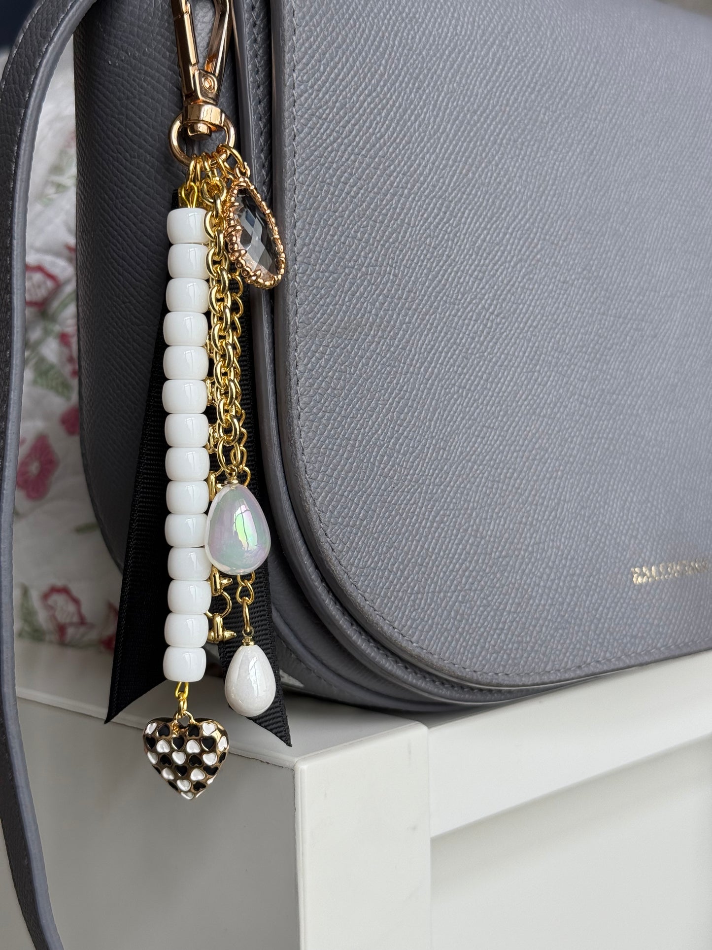 Black and White Bag Charm