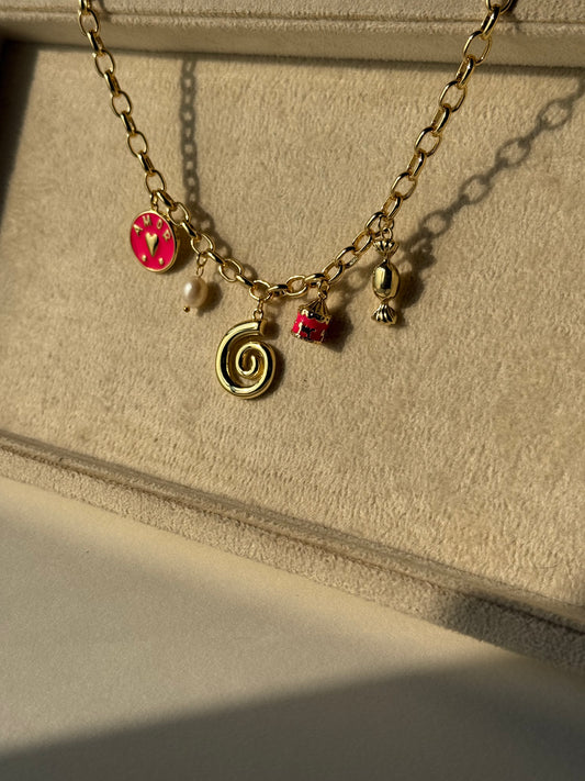 Pink Vortex Pre-made Charm Necklace