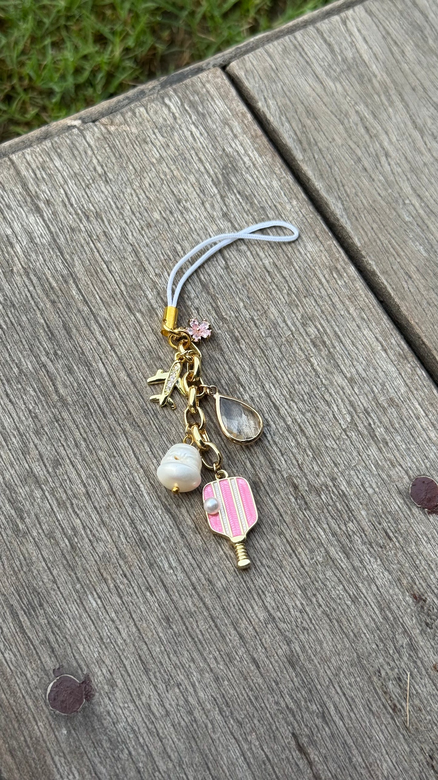 Pink Pickleball Phone Charm