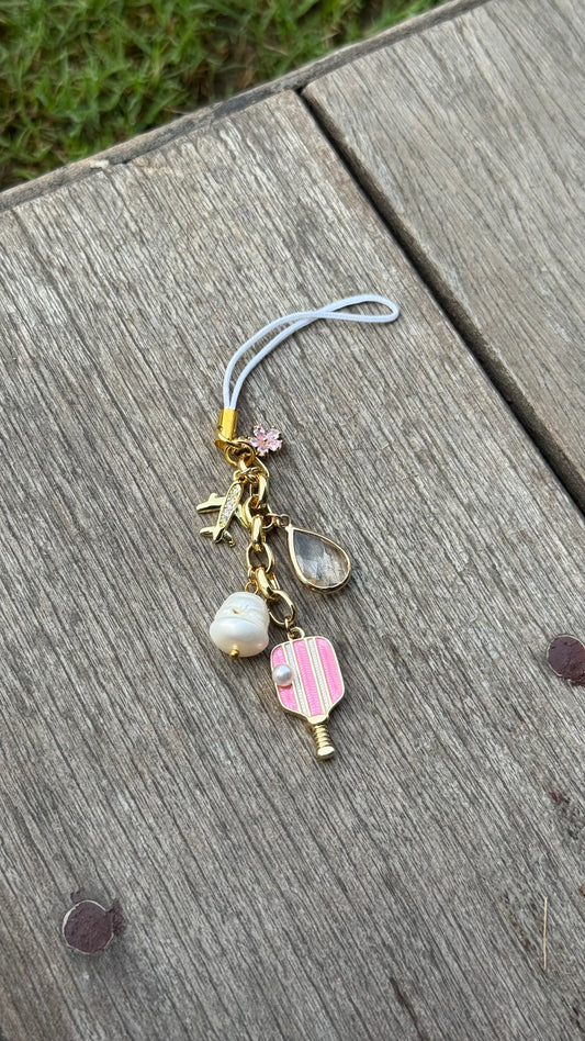 Pink Pickleball Phone Charm