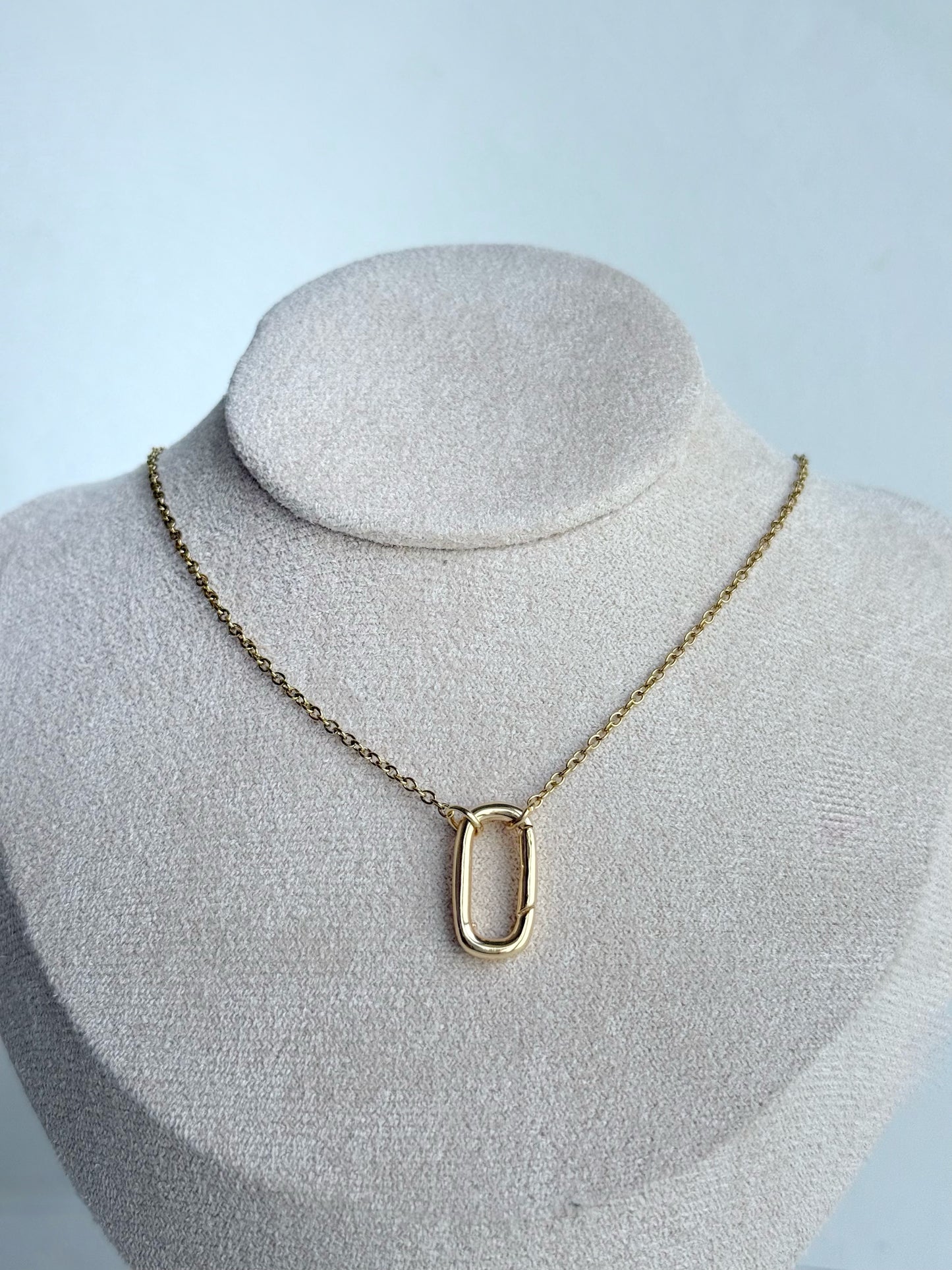 Rectangle Charm Clasp Necklace