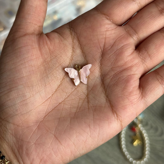 Pink Pearl Butterfly Charm