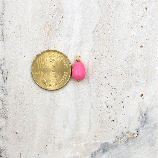 Pink Drop Ceramic Bead Charm