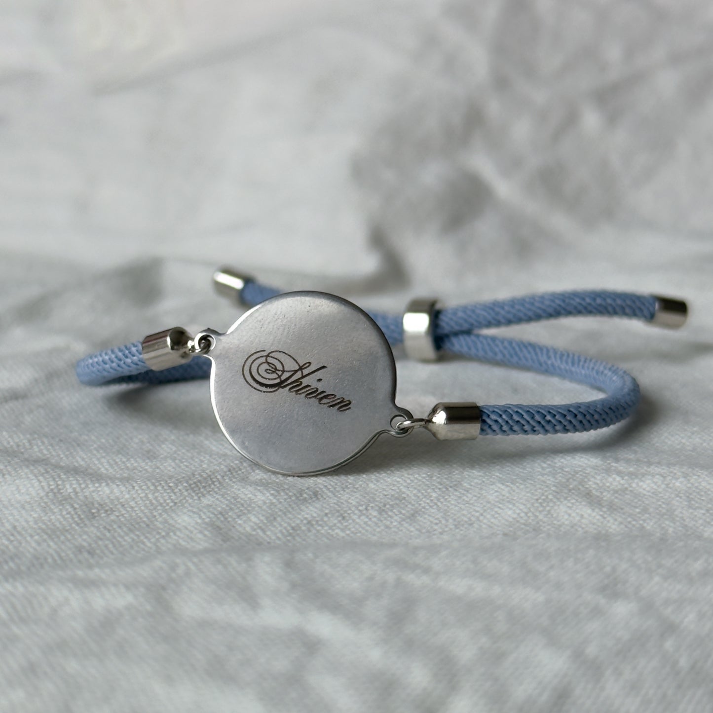 Personalized Name Engraved Rakhi Bracelet (Silver)