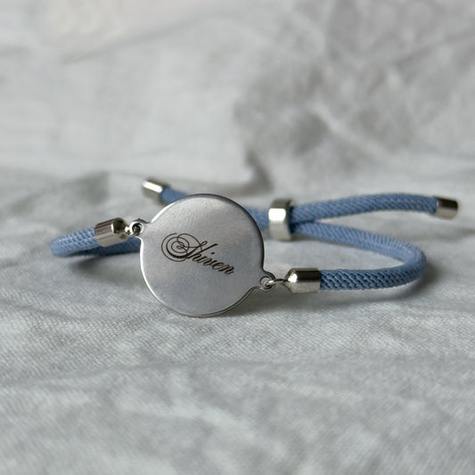 Personalized Name Engraved Rakhi Bracelet (Silver)