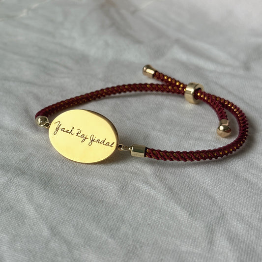 Personalized Name Engraved Rakhi Bracelet (Gold)