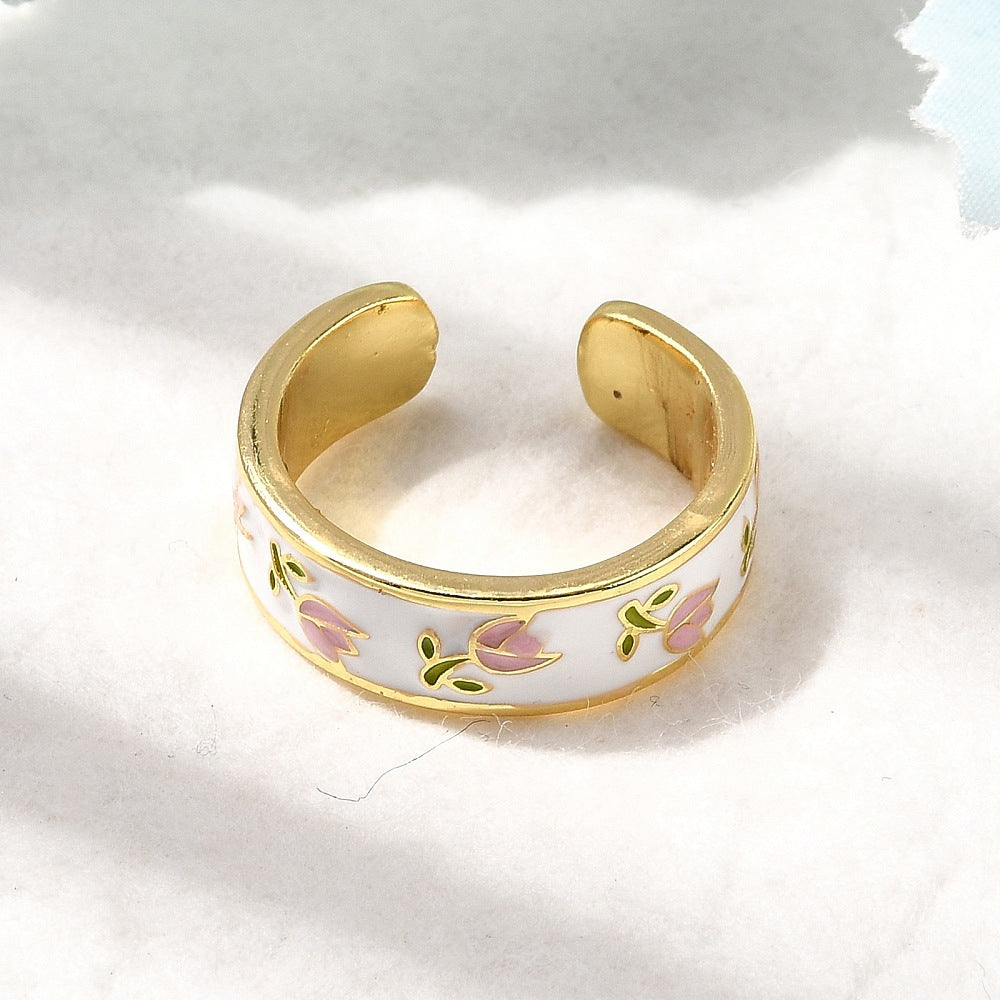Floral Enamel Ring
