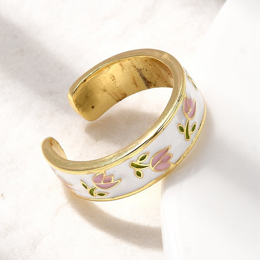 Floral Enamel Ring