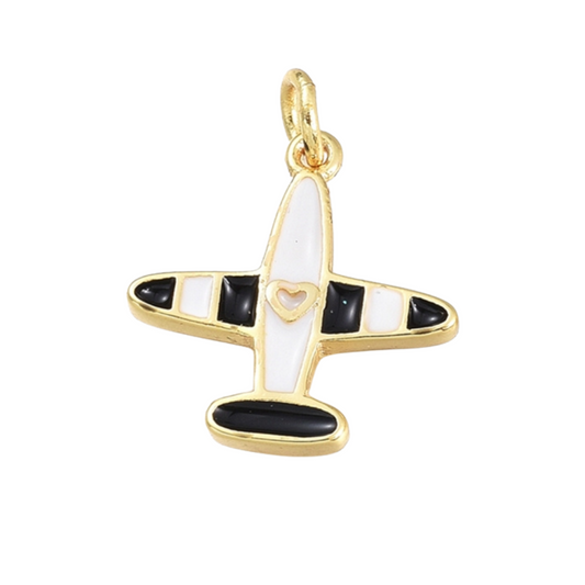 Black and White Airplane Charm