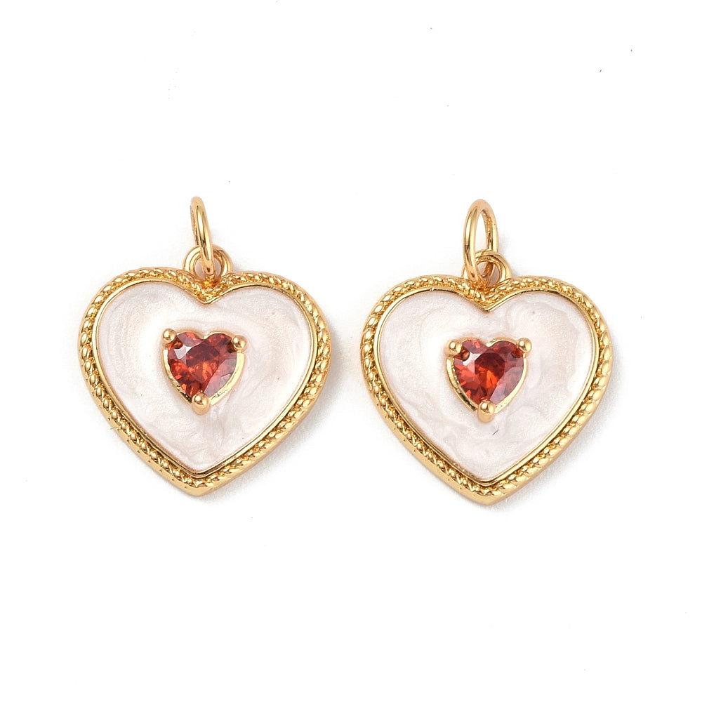 Enamel and Rhinestone Heart Charm