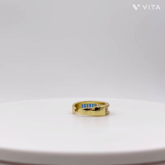 Adjustable Shades of Blue CZ Ring
